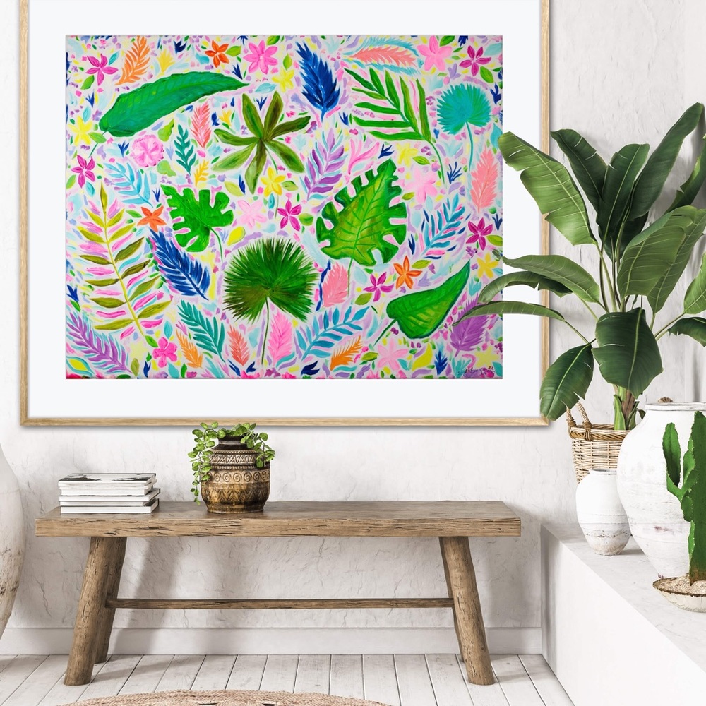 Palm Passion Tropical Plants Art Print Oil Painting botanical beach island decor - Picture 5 of 11